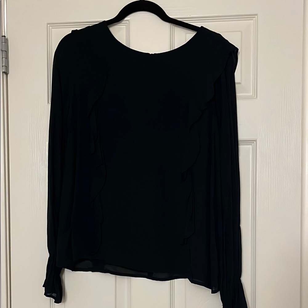 Sanctuary Black Long Sleeve Crew Neck Blouse